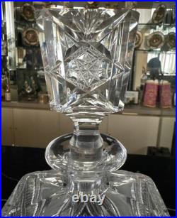Vintage american brilliant cut clear crystal liquor wine decanter glass bottle