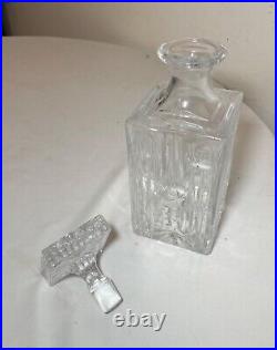 Vintage american brilliant cut clear crystal liquor wine decanter glass bottle