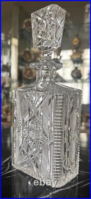 Vintage american brilliant cut clear crystal liquor wine decanter glass bottle
