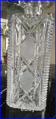 Vintage american brilliant cut clear crystal liquor wine decanter glass bottle