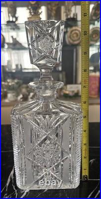 Vintage american brilliant cut clear crystal liquor wine decanter glass bottle