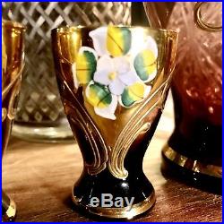 Vintage amethyst Alfredo Barbini, Murano Italian glass Decanter Set