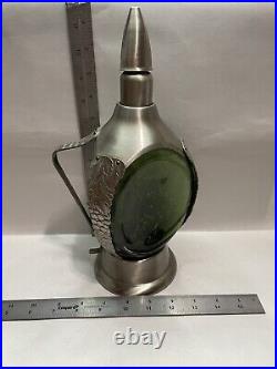 Vintage blown glass and pewter musical decanter how dry i am Art Deco
