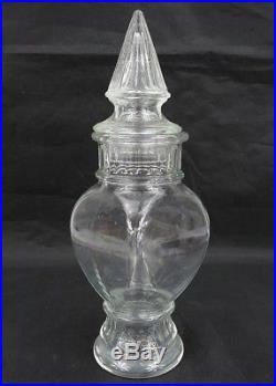 Vintage candy jar or apothecary bottle pharmacy glass decanter signed