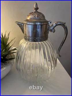 Vintage carafe Decanter in heavy crystal and silver plated 14 Beautiful
