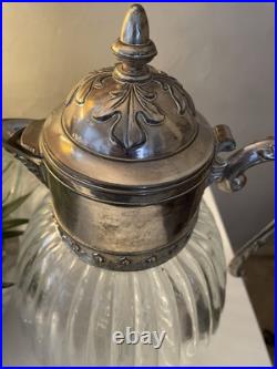 Vintage carafe Decanter in heavy crystal and silver plated 14 Beautiful