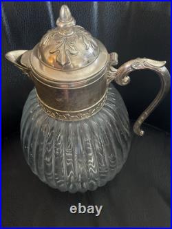 Vintage carafe Decanter in heavy crystal and silver plated 14 Beautiful