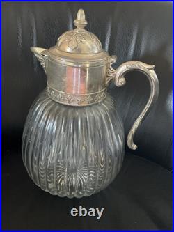 Vintage carafe Decanter in heavy crystal and silver plated 14 Beautiful