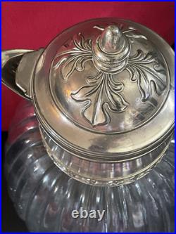 Vintage carafe Decanter in heavy crystal and silver plated 14 Beautiful