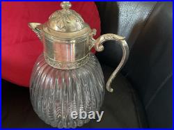Vintage carafe Decanter in heavy crystal and silver plated 14 Beautiful