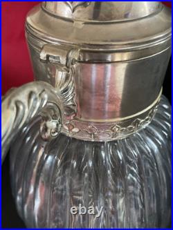 Vintage carafe Decanter in heavy crystal and silver plated 14 Beautiful