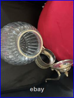 Vintage carafe Decanter in heavy crystal and silver plated 14 Beautiful