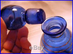 Vintage cobalt blue decanter set (4 cordials) & decanter & ground glass stopper