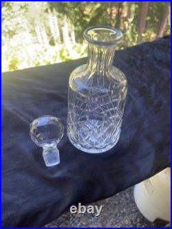 Vintage crystal decanter criss-cross cut design With matching faceted stopper