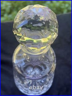 Vintage crystal decanter criss-cross cut design With matching faceted stopper