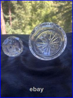 Vintage crystal decanter criss-cross cut design With matching faceted stopper
