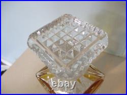 Vintage crystal square whiskey decanter & stopper diamond cut art glass barware