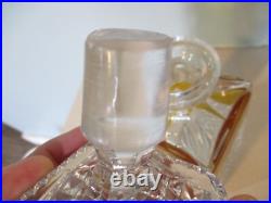 Vintage crystal square whiskey decanter & stopper diamond cut art glass barware