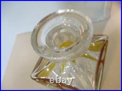 Vintage crystal square whiskey decanter & stopper diamond cut art glass barware