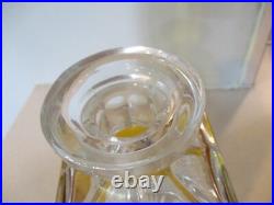 Vintage crystal square whiskey decanter & stopper diamond cut art glass barware