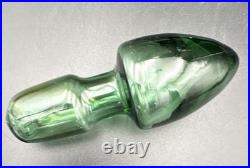 Vintage emerald green Blenko glass bell shaped decanter withmushroom stopper