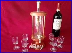 Vintage french Tantalus liquor set glass tower modernist bauhaus mid century