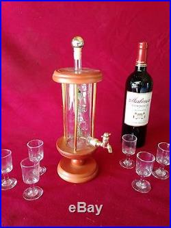 Vintage french Tantalus liquor set glass tower modernist bauhaus mid century