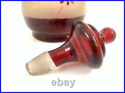 Vintage frosted glass Ruby Red Gold painting decanter