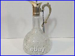 Vintage glass And Silver Plated Handle Wine Decanter Made In Italy