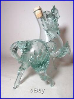 Vintage hand blown Murano Venetian glass figural horse decanter bottle Italy