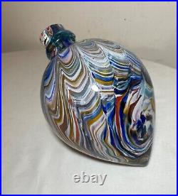 Vintage hand blown Zalto studios art glass rainbow laying wine carafe decanter