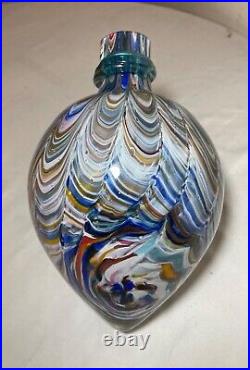 Vintage hand blown Zalto studios art glass rainbow laying wine carafe decanter