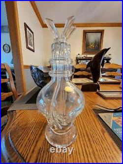 Vintage hand blown clear glass four/liquor decanter bottle, Czech made