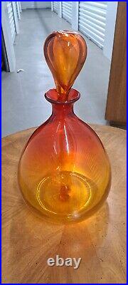 Vintage hand blown glass decanter with stopper