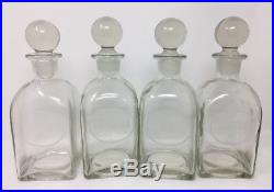 Vintage liquor decanter set of 4 Heavy Glass Vodka, Gin, Scotch, Bourbon