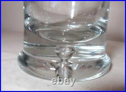 Vintage mold blown clear thick crystal glass liquor wine decanter glass bottle