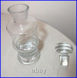 Vintage mold blown clear thick crystal glass liquor wine decanter glass bottle