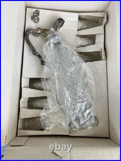 Vintage-never used- 7pc Leonard Crystal Silverplate Wine Decanter & Glass Set