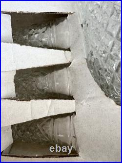 Vintage-never used- 7pc Leonard Crystal Silverplate Wine Decanter & Glass Set