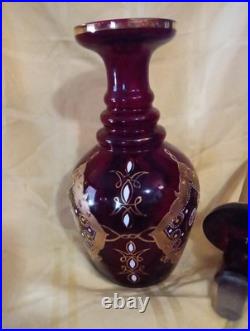 Vintage ruby glass decanter