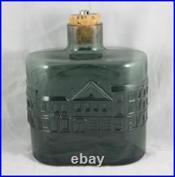 Vintage smokey grey art glass decanter Sydney in the 1840s signed & dated