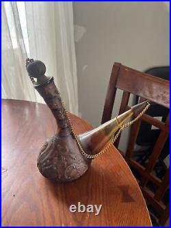 Vintage tooled leatherd covered glass decanter