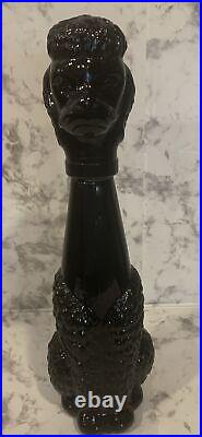 VintageBlack Glass PoodleDecanterMid CenturyEmpoli ItalyOpaline15RARE