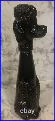 VintageBlack Glass PoodleDecanterMid CenturyEmpoli ItalyOpaline15RARE