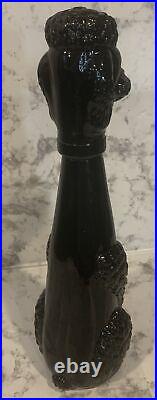 VintageBlack Glass PoodleDecanterMid CenturyEmpoli ItalyOpaline15RARE