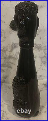 VintageBlack Glass PoodleDecanterMid CenturyEmpoli ItalyOpaline15RARE