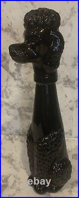 VintageBlack Glass PoodleDecanterMid CenturyEmpoli ItalyOpaline15RARE