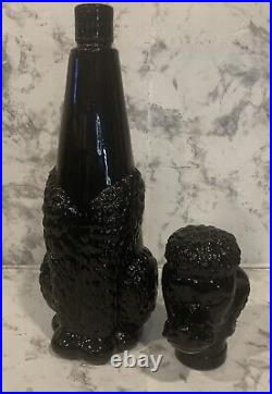 VintageBlack Glass PoodleDecanterMid CenturyEmpoli ItalyOpaline15RARE