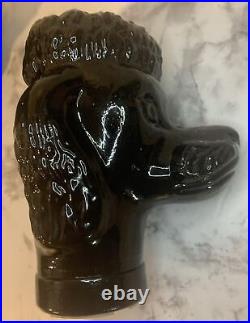 VintageBlack Glass PoodleDecanterMid CenturyEmpoli ItalyOpaline15RARE