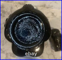 VintageBlack Glass PoodleDecanterMid CenturyEmpoli ItalyOpaline15RARE